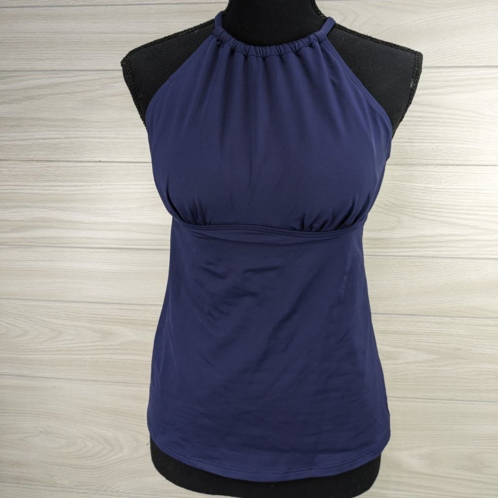 Lands' End Navy Halter Neck Swim Tankini Swim Set